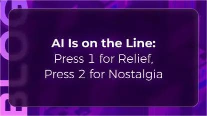 Orvera AI blog hero graphic with a purple IVR-style design and the headline “AI Is on the Line: Press 1 for Relief, Press 2 for Nostalgia,” introducing AI call automation for healthcare phone systems.